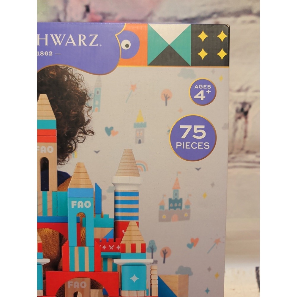 FAO Schwarz Toy Castle Colorful Wood Blocks Set 75 Pieces - Picture 5 of 6